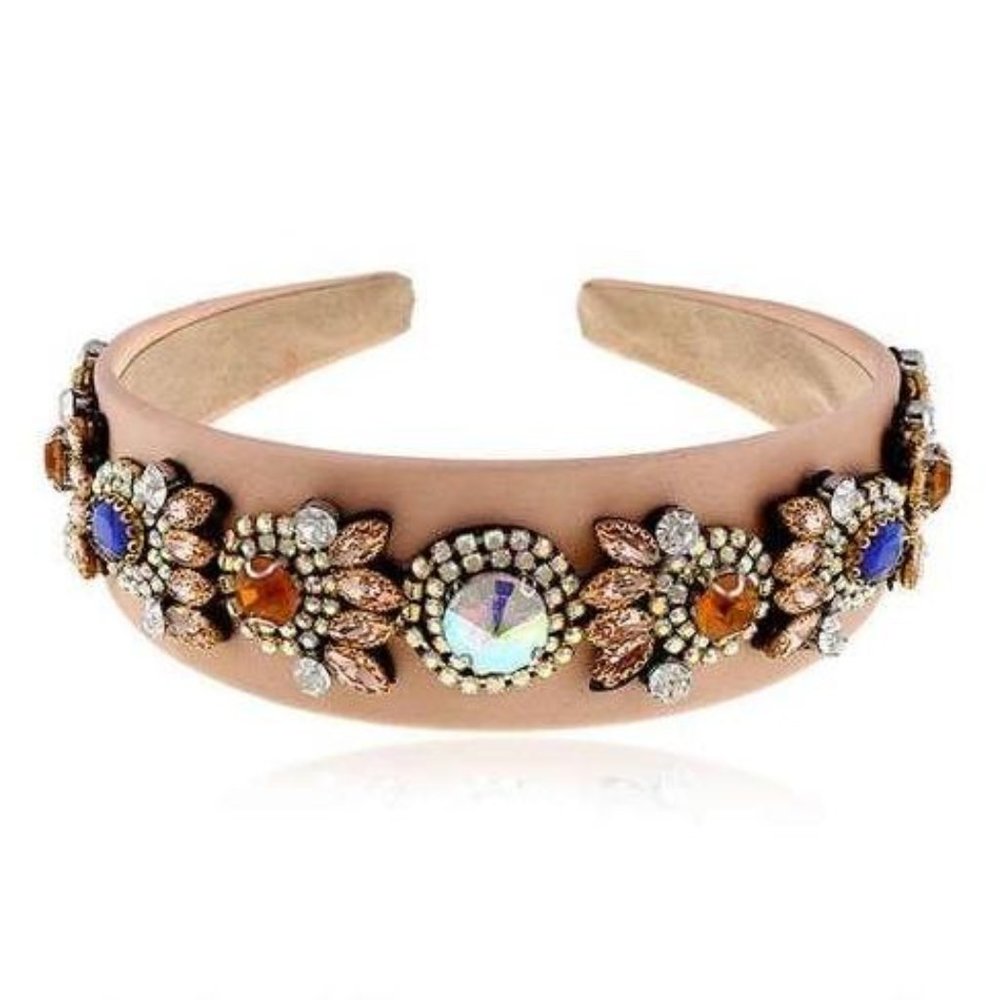 Luxurious Gem Floral Headband(Blush)